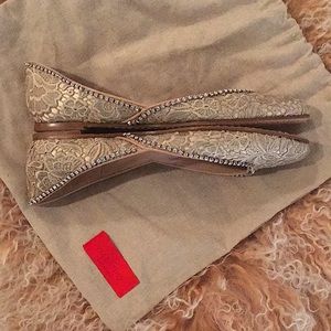 VALENTINO Lace & Swarovski Crystal Ballet Flats